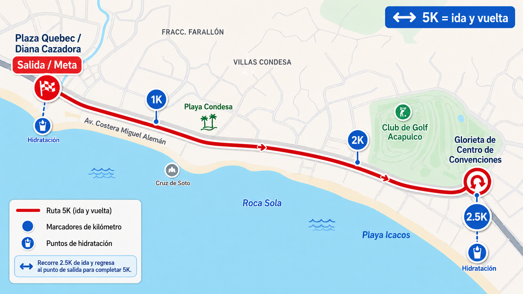 Mapa del recorrido HGC Fit Fest Acapulco 2026